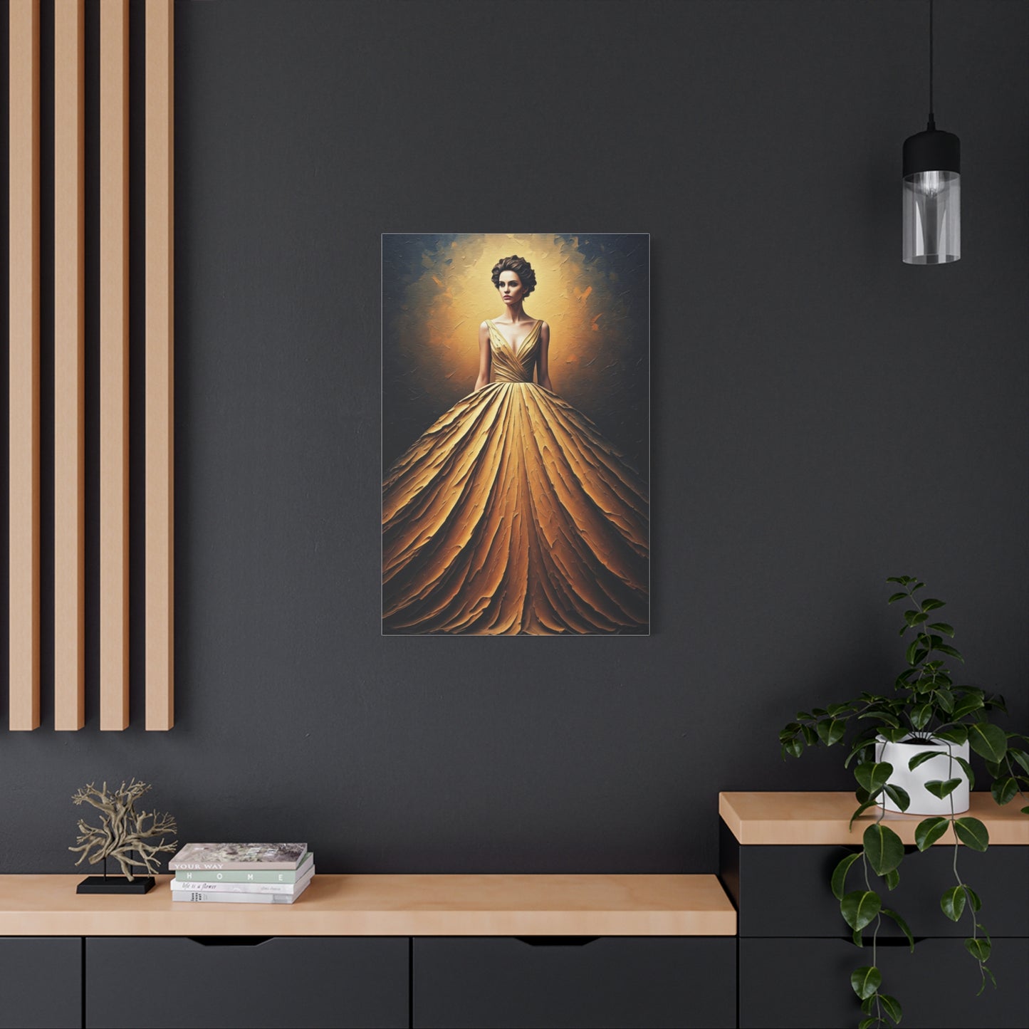 Golden Radiance Gown Portrait Wall Art & Canvas Print