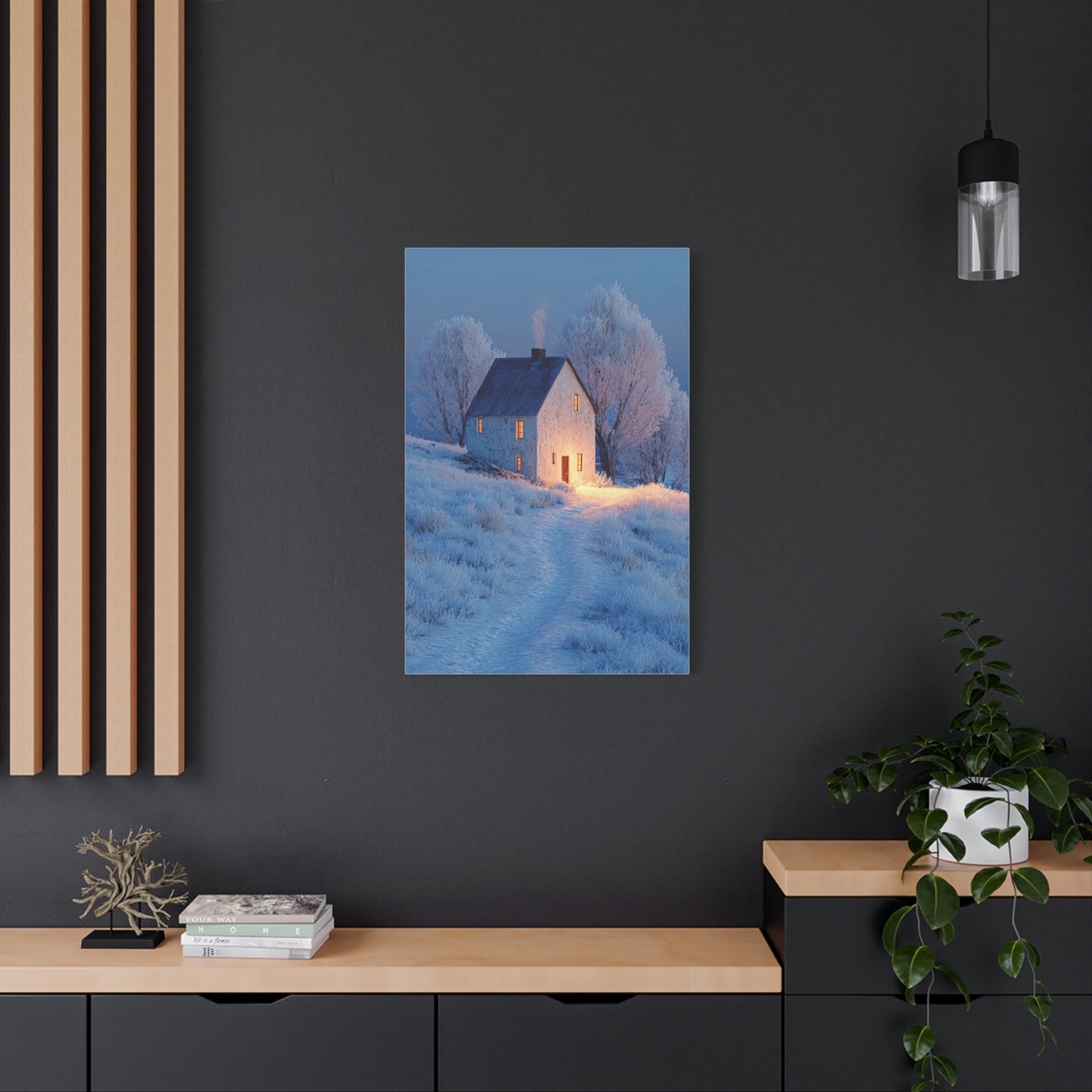 Winter Farmhouse Blue Hour Wall Art & Canvas Print