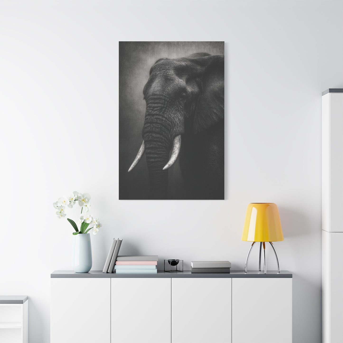 Monochrome Elephant Fine Art Portrait Wall Art & Canvas Print