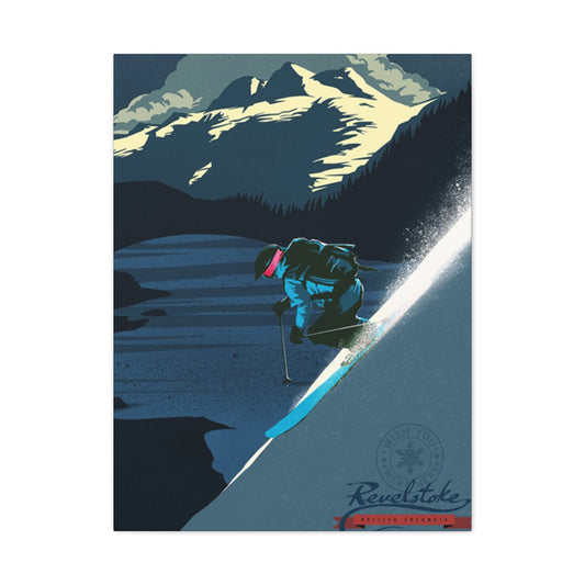 Skiing At Night Poster Wall Art & Canvas Prints