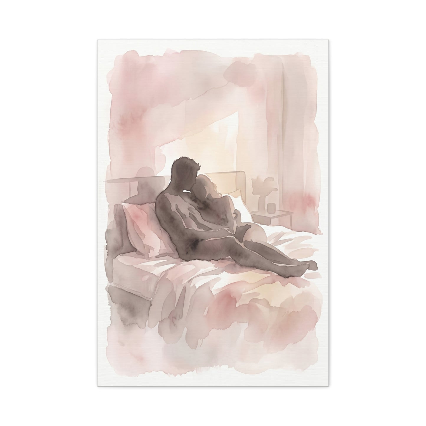 Abstract Bedroom Silhouette Romance Wall Art & Canvas Print