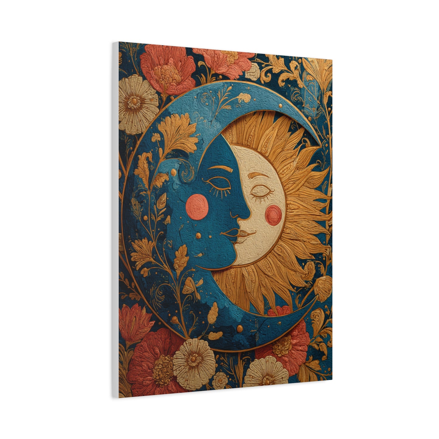 Celestial Sun and Moon Folk Wall Art & Canvas Print
