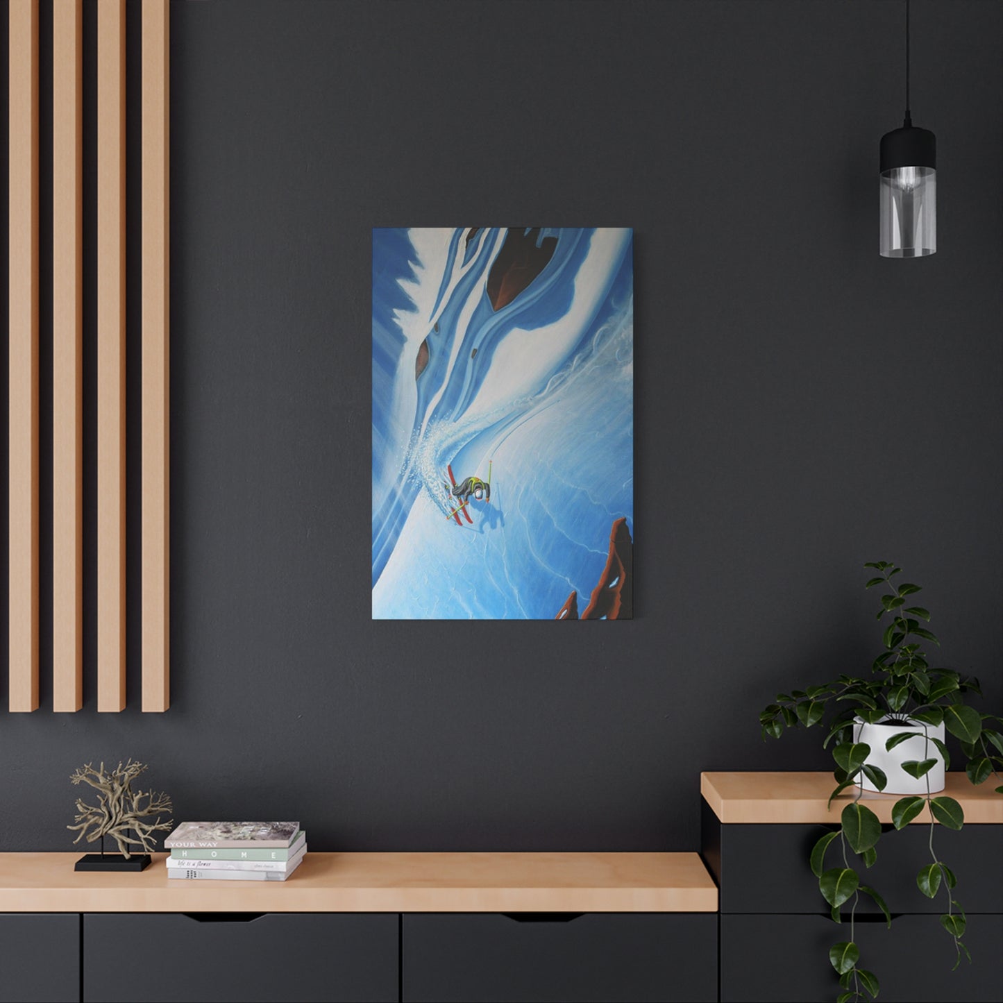 Skiing In Snowy Rocks Wall Art & Canvas Prints