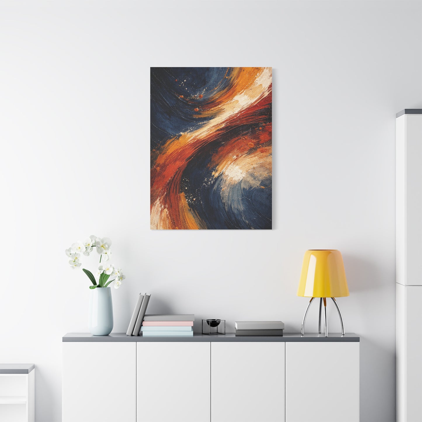 Navy and Terracotta Motion Abstract Wall Art & Canvas Print