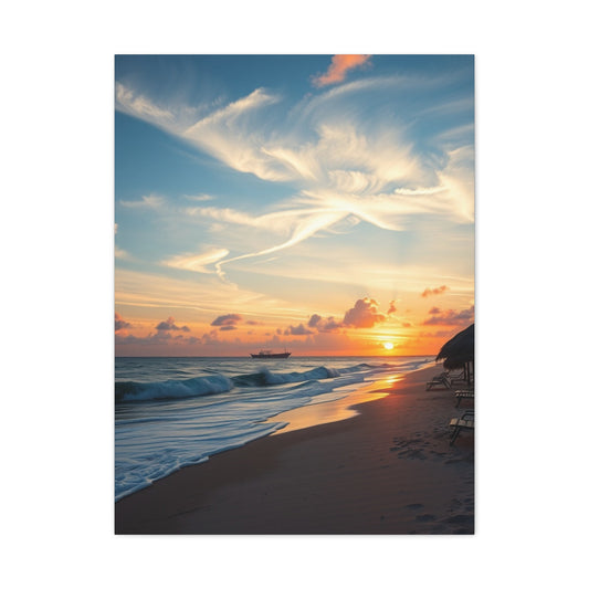 Supreme Beach Sunrise and Sunset Art Collection Wall Art & Canvas Print