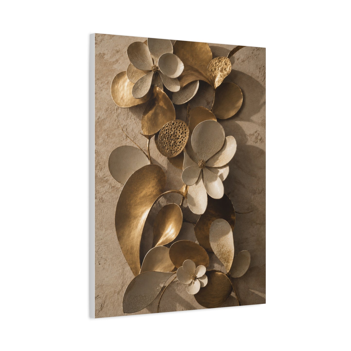 Brass and Ceramic Floral Relief Wall Art & Canvas Print