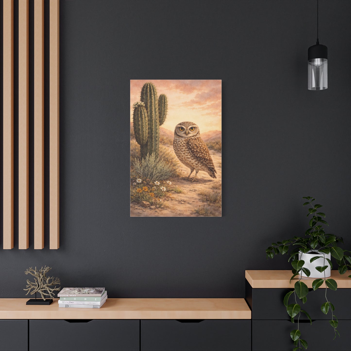 Desert Burrowing Owl Landscape Wall Art & Canvas Print