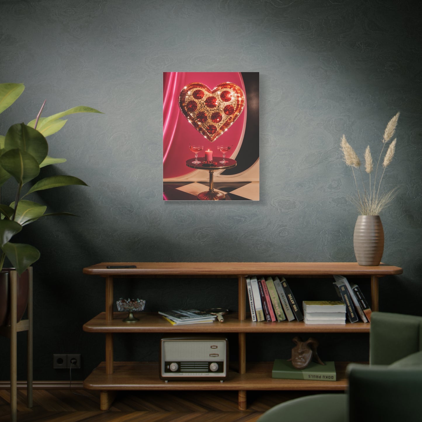 Disco Heart Cocktail Romance Scene Wall Art & Canvas Print