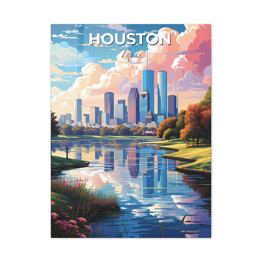 Houston Skyline Riverside Wall Art & Canvas Prints