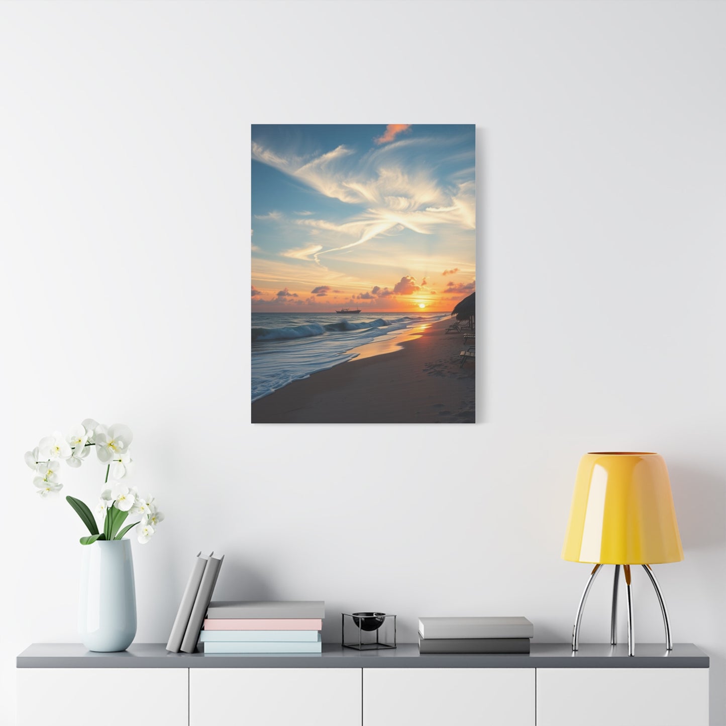 Supreme Beach Sunrise and Sunset Art Collection Wall Art & Canvas Print