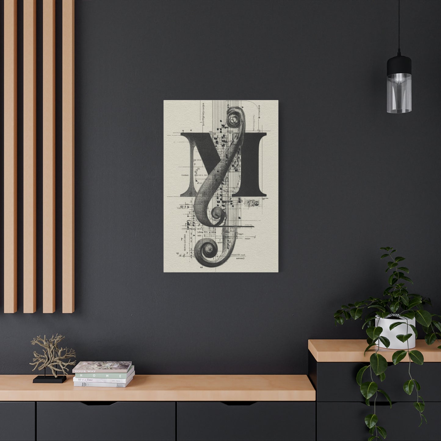 Musical Serif Monogram Illustration Wall Art & Canvas Print