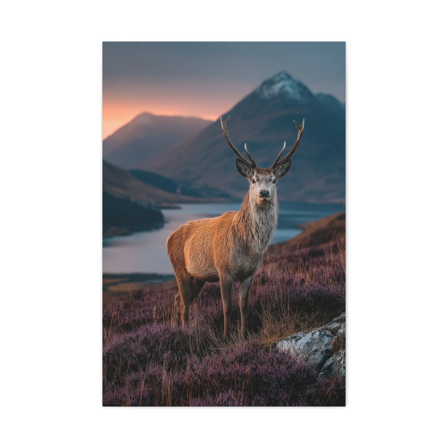 Scottish Highland Sunrise Stag Wall Art & Canvas Print