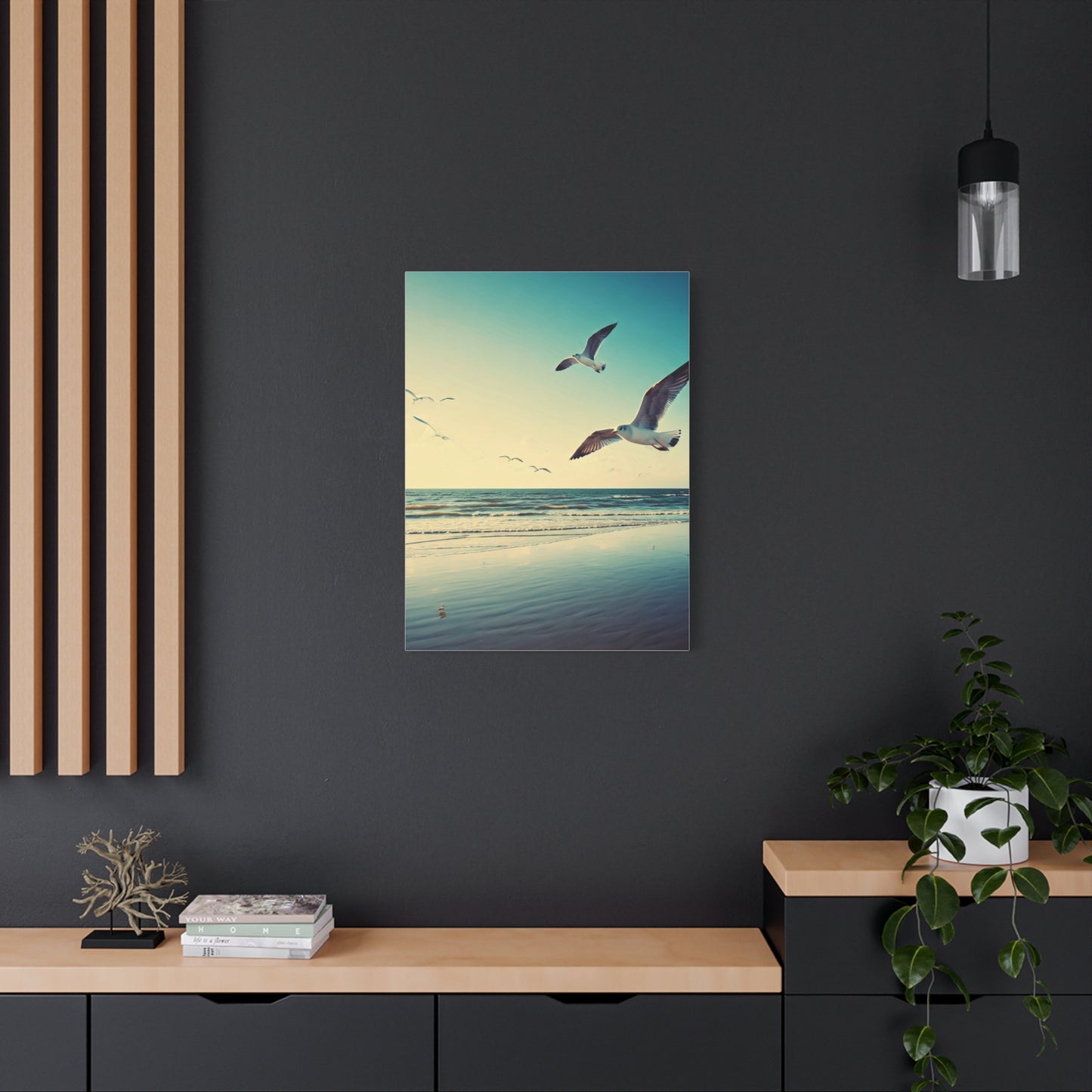Seagulls in Flight Over Gentle Waves Wall Art & Canvas Prints