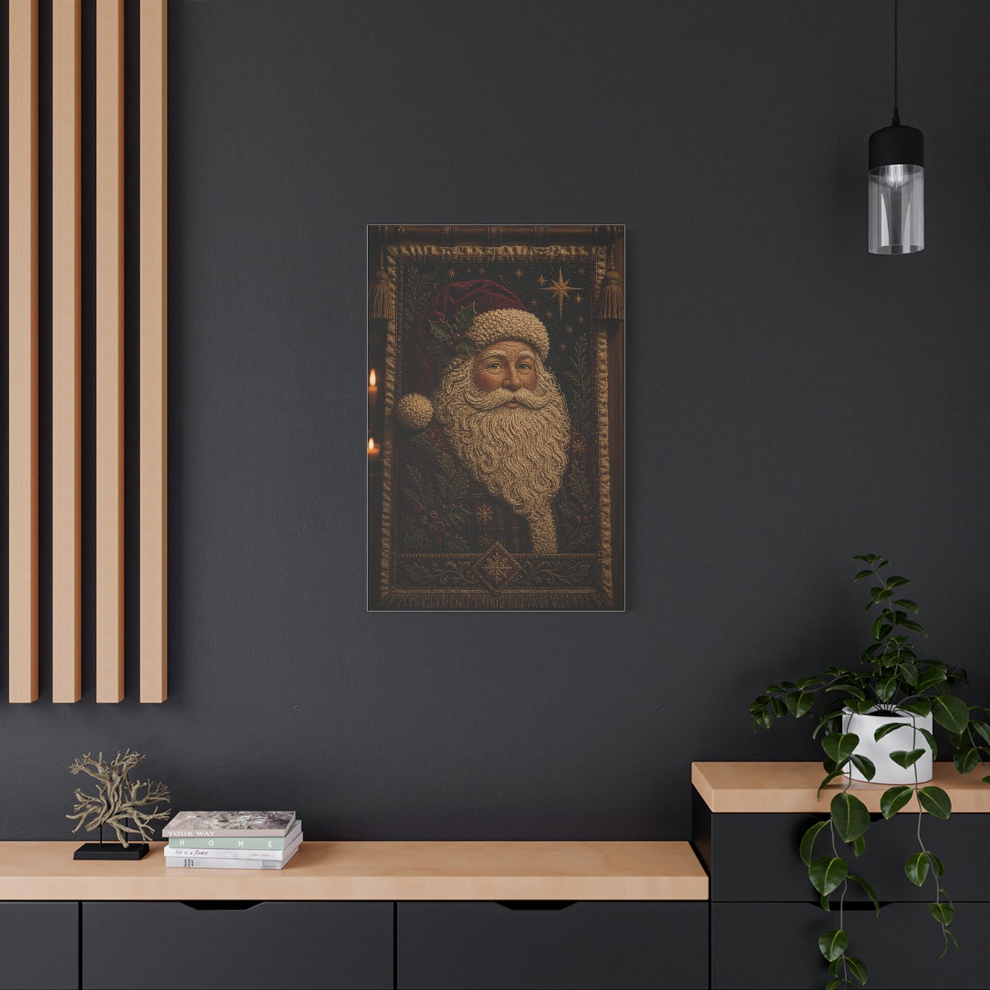 Handcrafted Textile Santa Tapestry Wall Art & Canvas Print