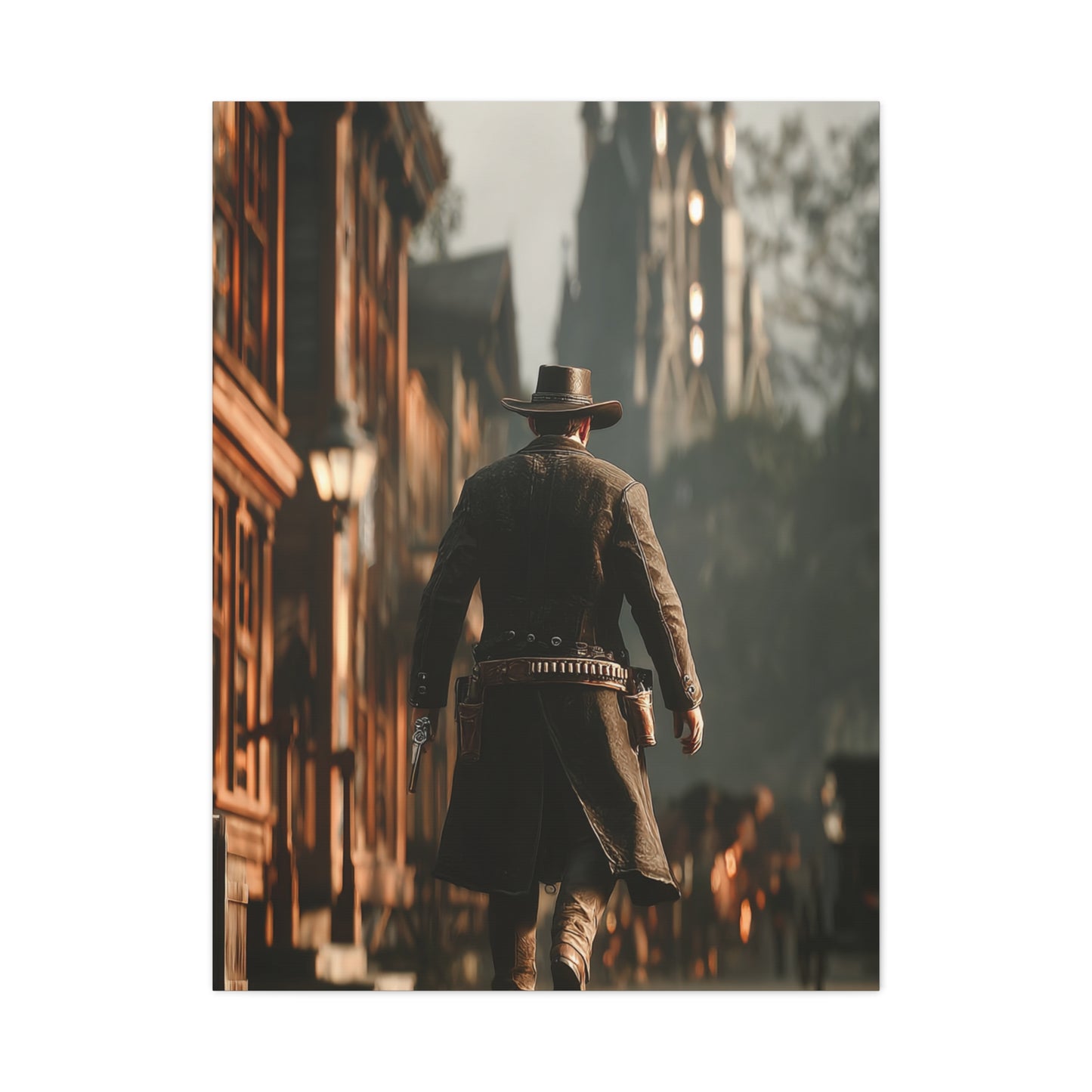 Gunslinger Walking the Frontier Street Wall Art & Canvas Print