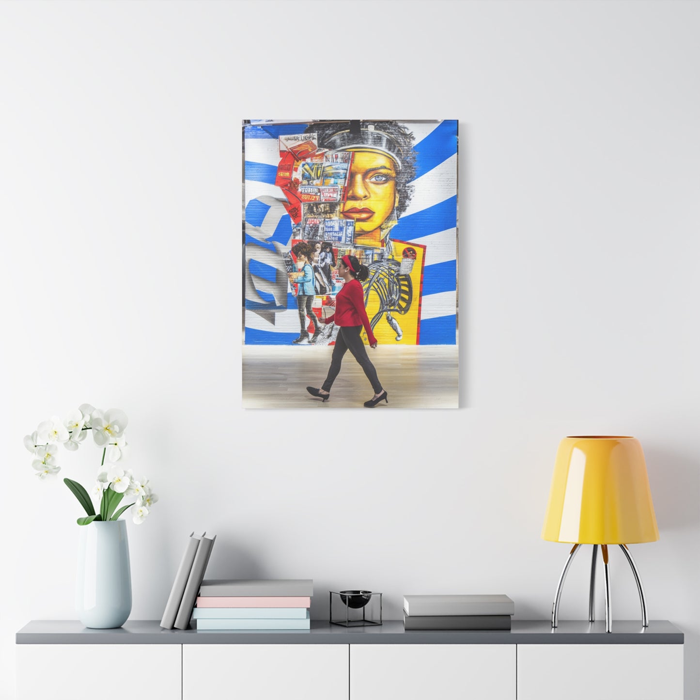 Urban Collage Mural Portrait Wall Art & Canvas Print