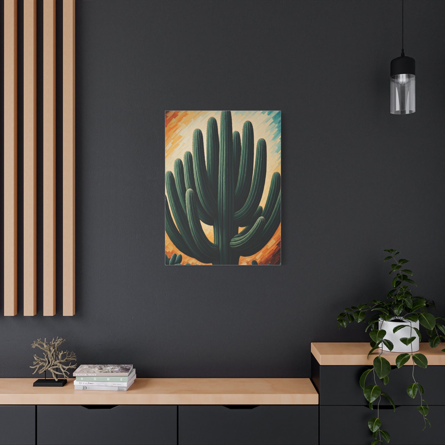 Textured Desert Saguaro Illustration Wall Art & Canvas Prints