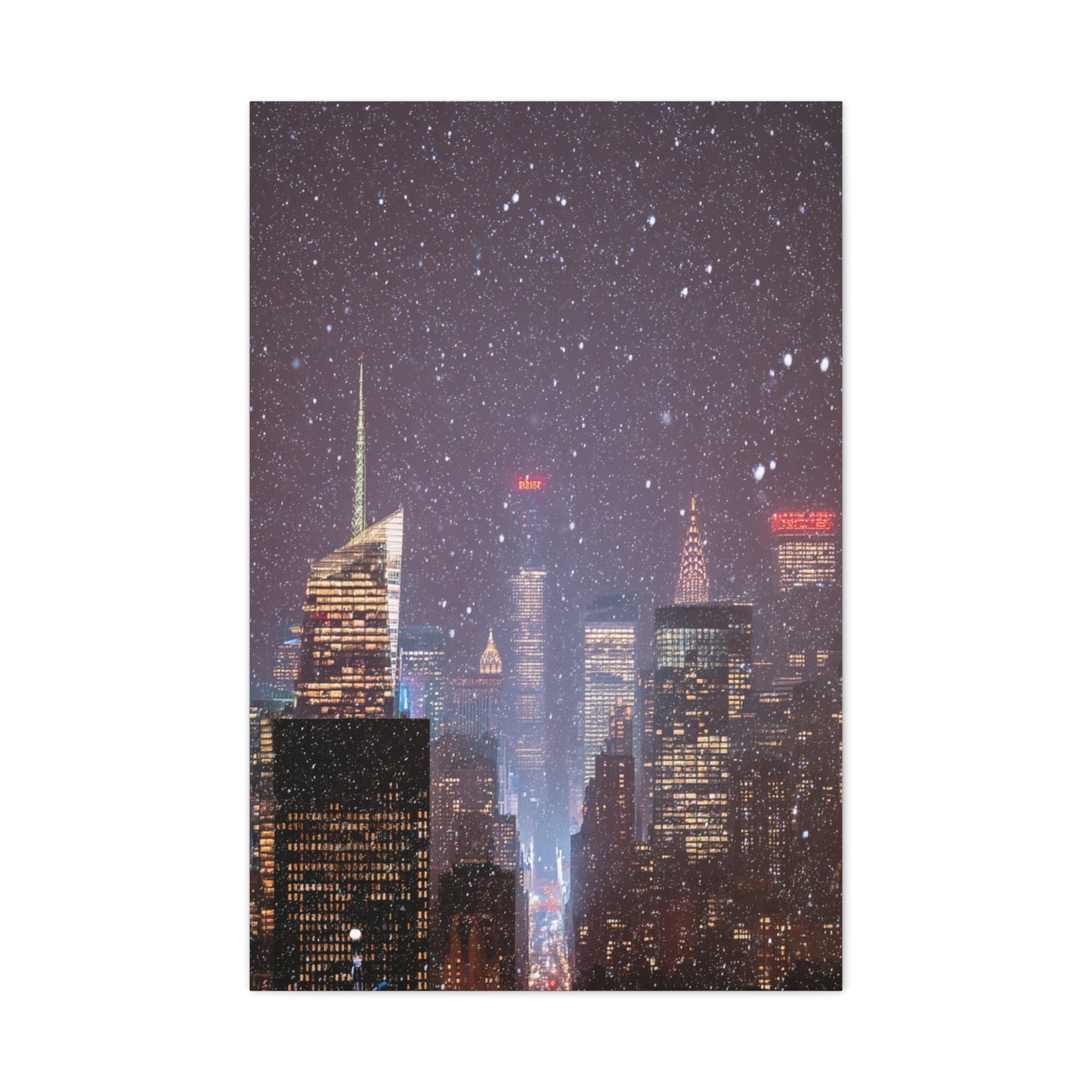 New York Winter Snowfall Skyline Wall Art & Canvas Print