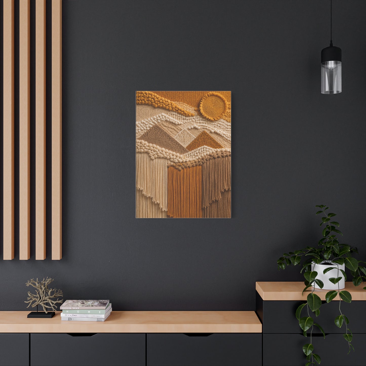 Boho Mountain Fringe Textile Hanging Wall Art & Canvas Print