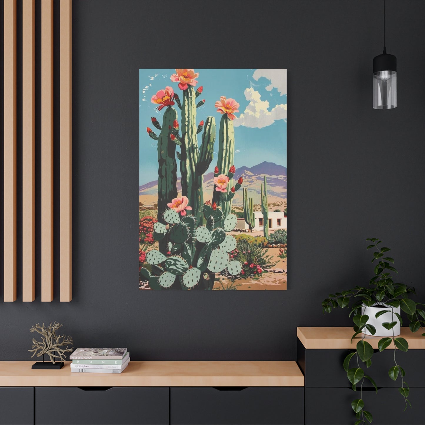 Flower Cactus In A Desert Wall Art & Canvas Prints