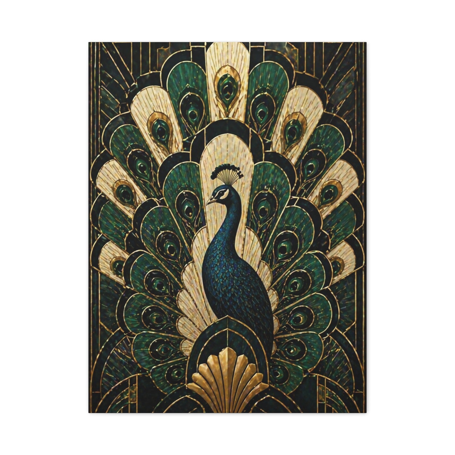 Art Deco Peacock Fan Composition Wall Art & Canvas Print