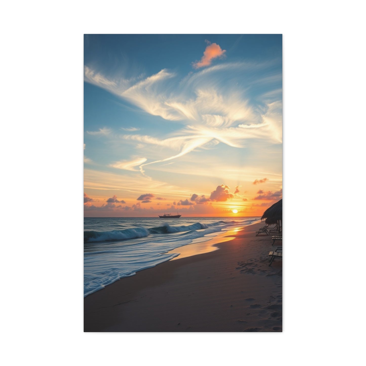 Supreme Beach Sunrise and Sunset Art Collection Wall Art & Canvas Print