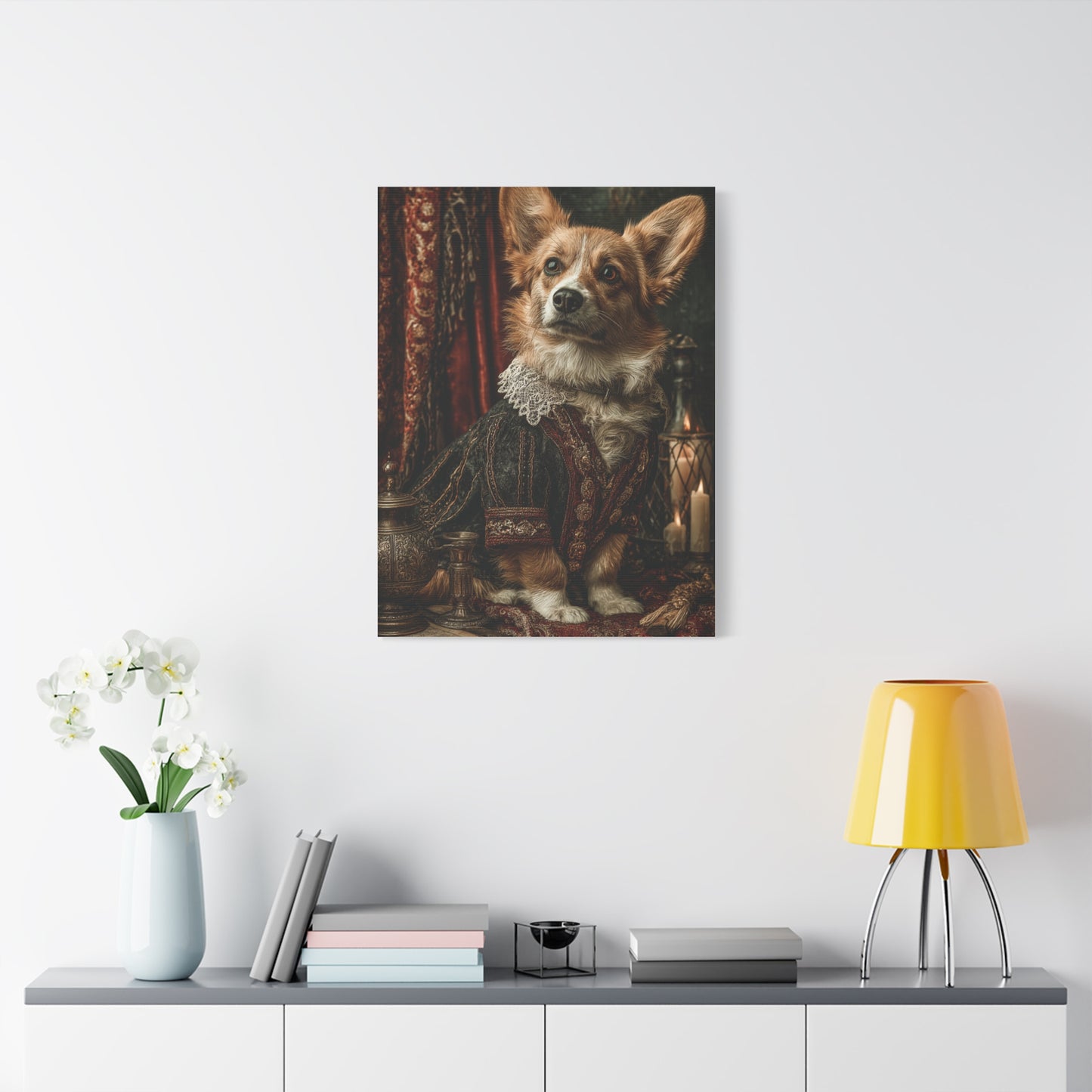 Aristocratic Corgi in Renaissance Attire Wall Art & Canvas Print