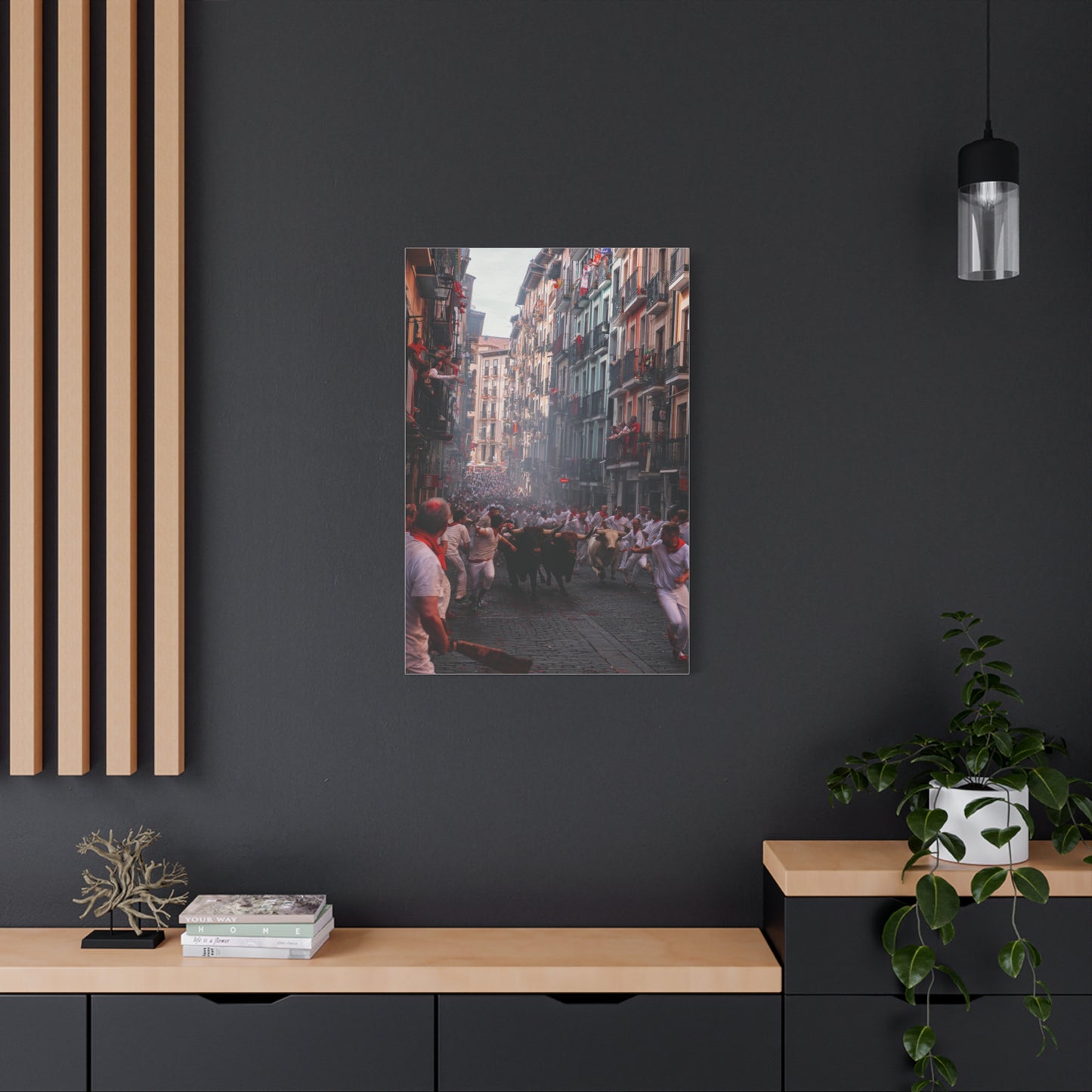 San Fermín Running of the Bulls Street Charge Wall Art & Canvas Print