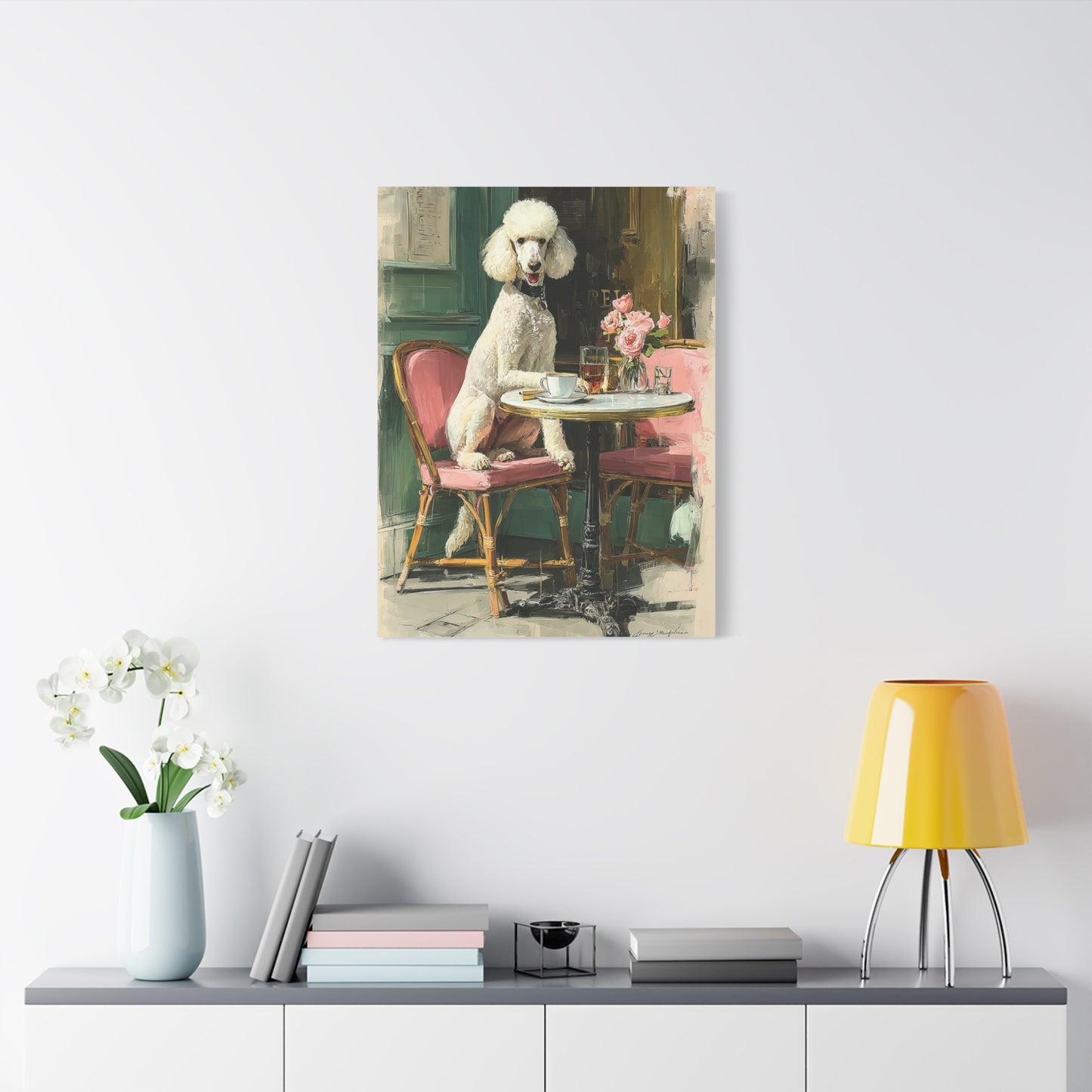 Paris Café Poodle Portrait Wall Art & Canvas Print
