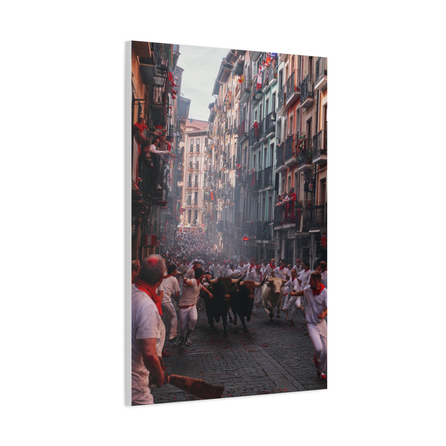 San Fermín Running of the Bulls Street Charge Wall Art & Canvas Print