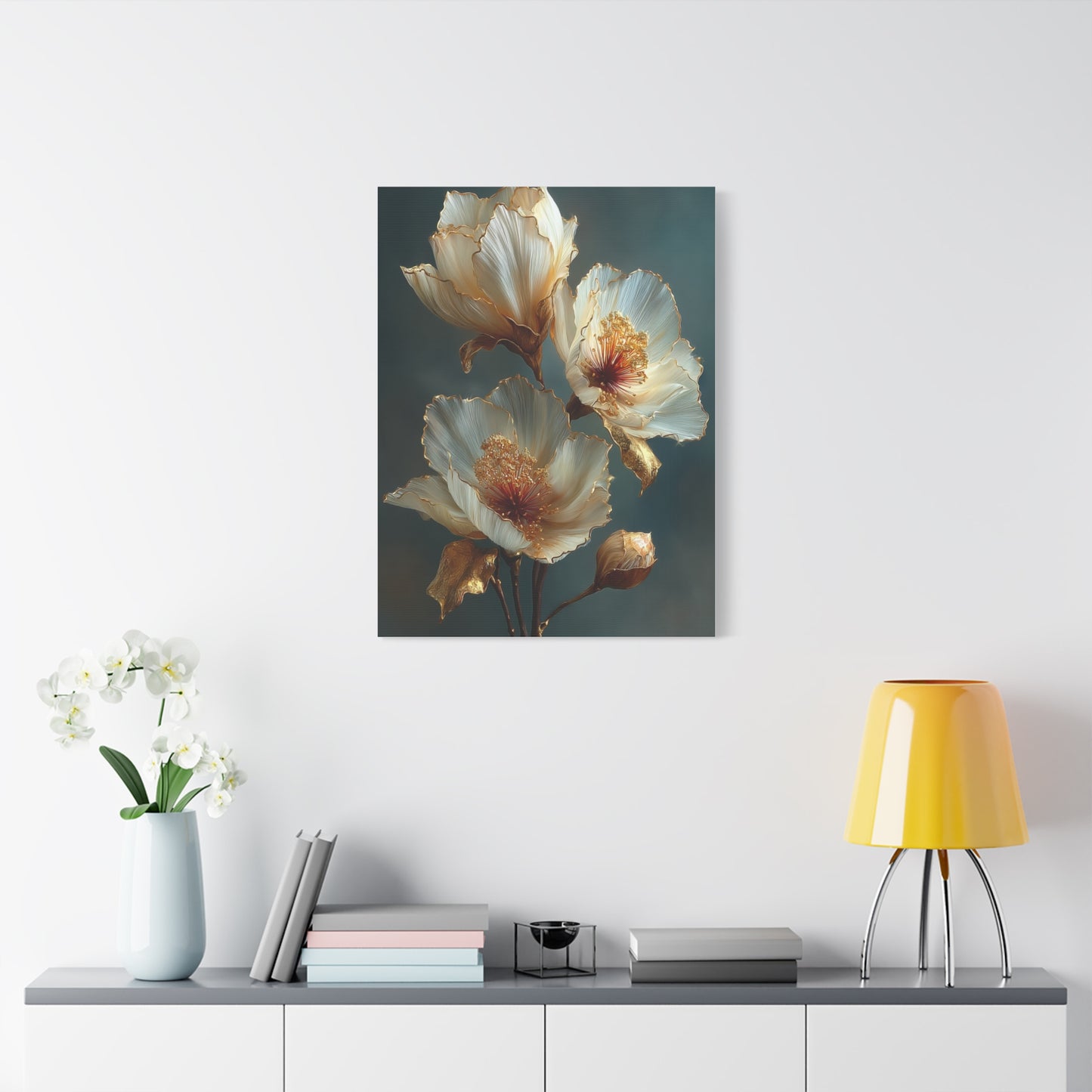 Gold-Edged Floral Elegance Wall Art & Canvas Print