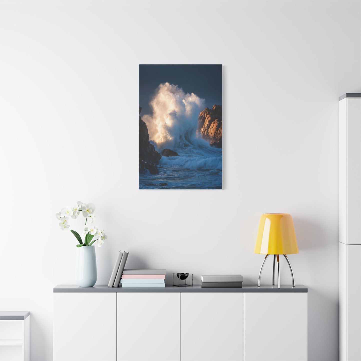 Storm Waves Crashing Against Coastal Rocks Wall Art & Canvas Print