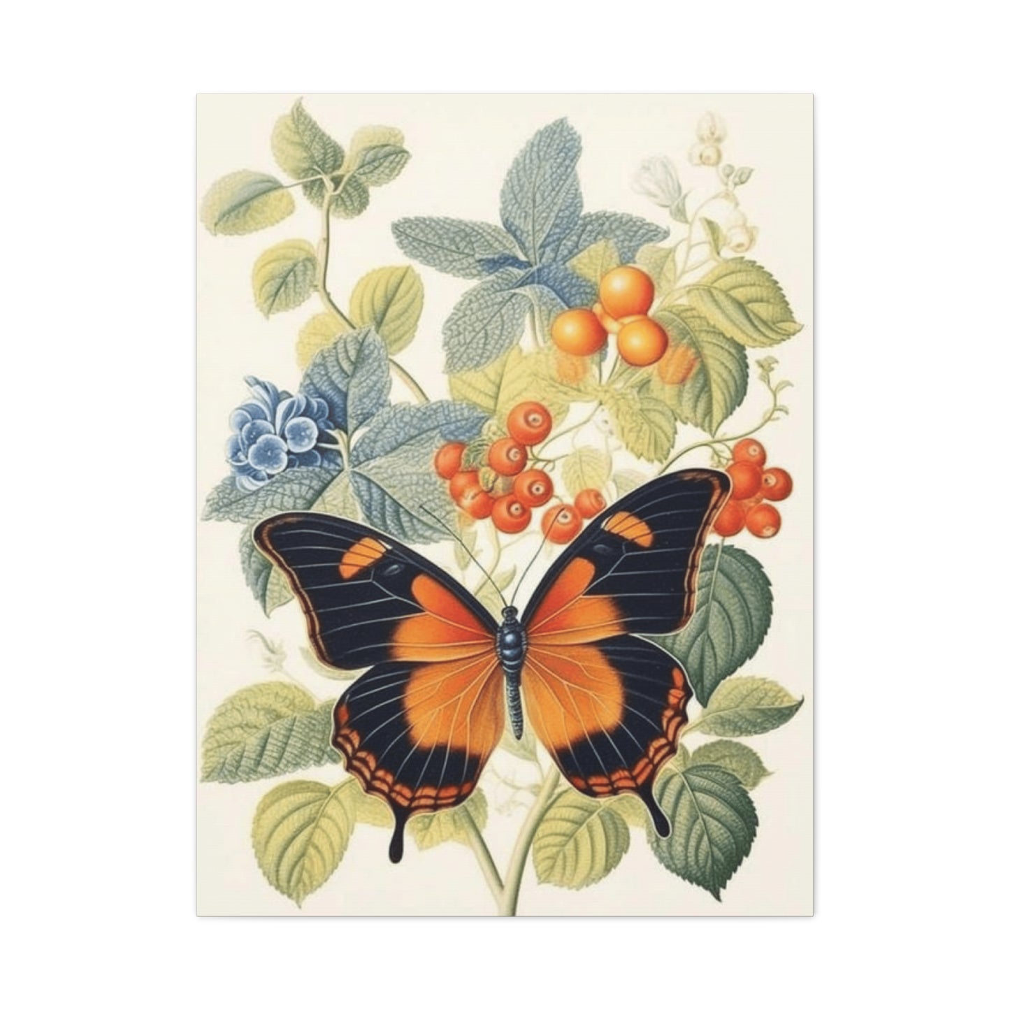 Butterfly on Berries Painting Wall Art & Canvas Prints
