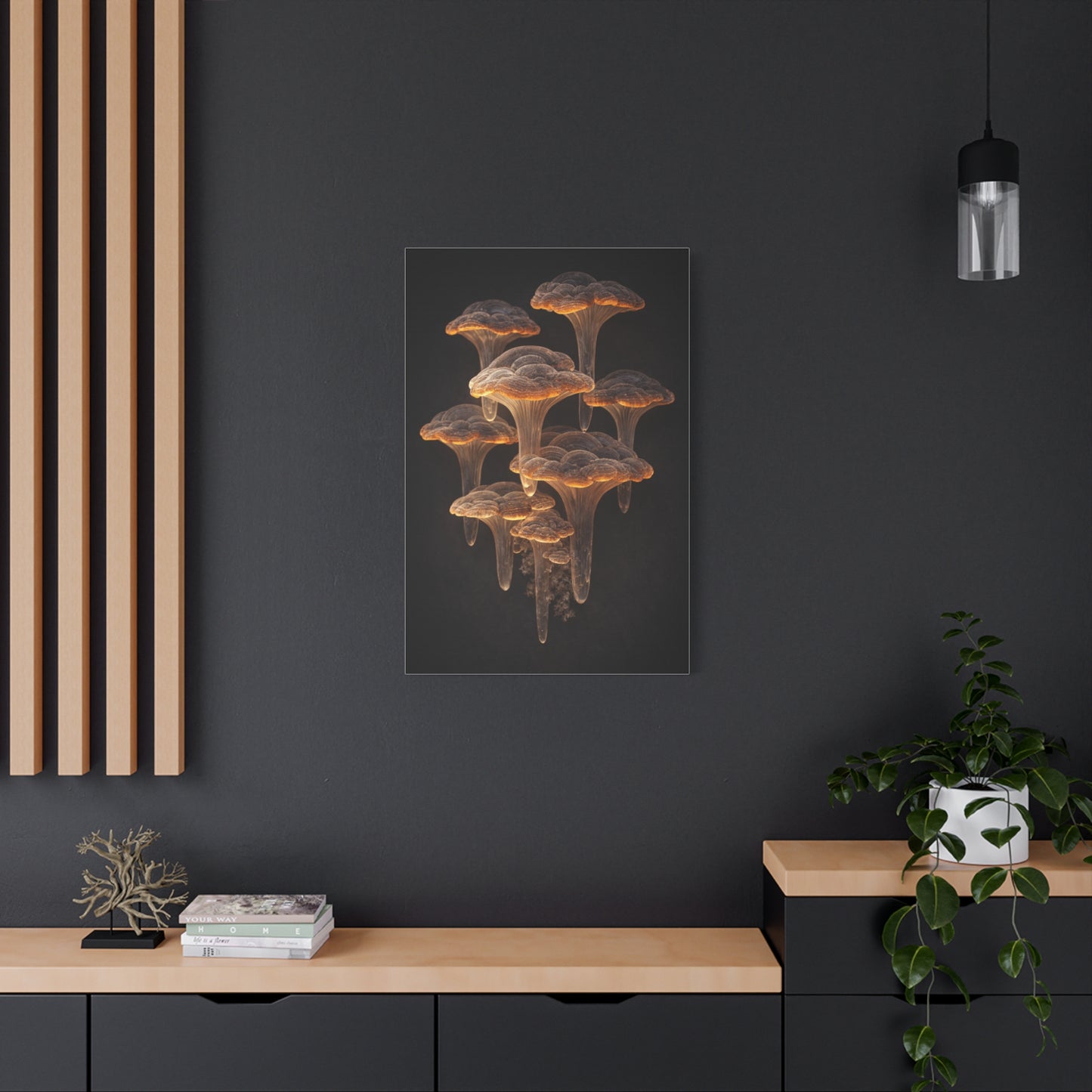 Luminous Amber Lingzhi Sculpture Study Wall Art & Canvas Print