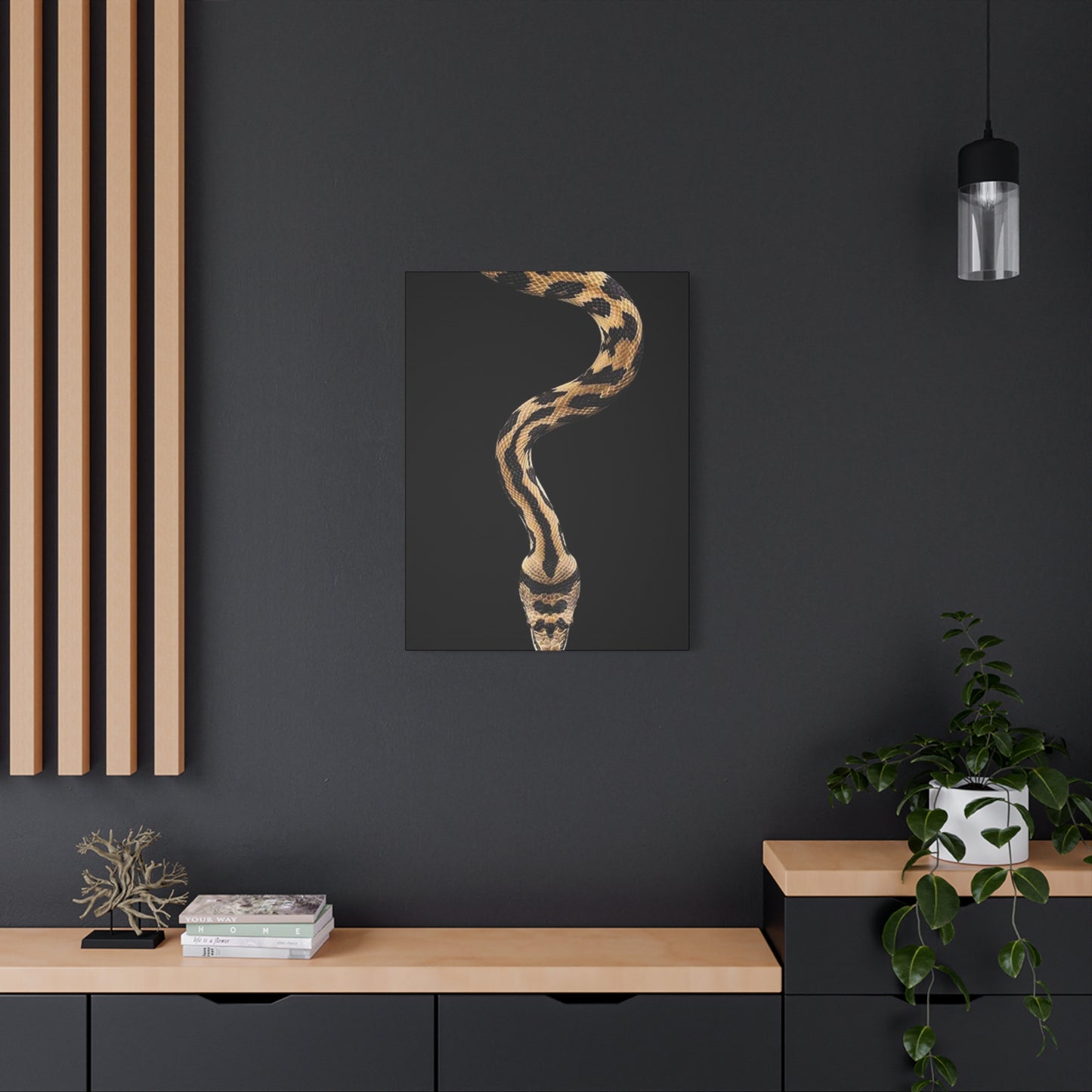 Snake On Black Poster Wall Art & Canvas Prints