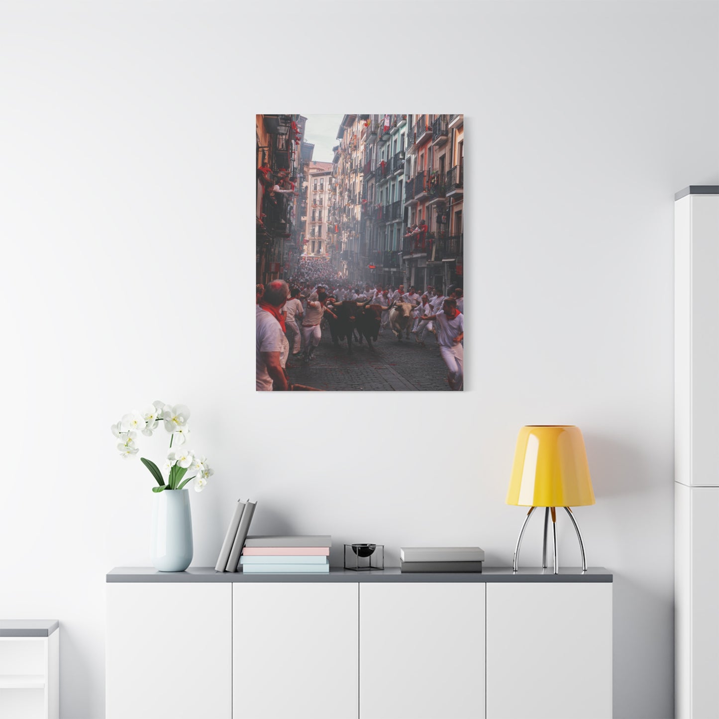 San Fermín Running of the Bulls Street Charge Wall Art & Canvas Print