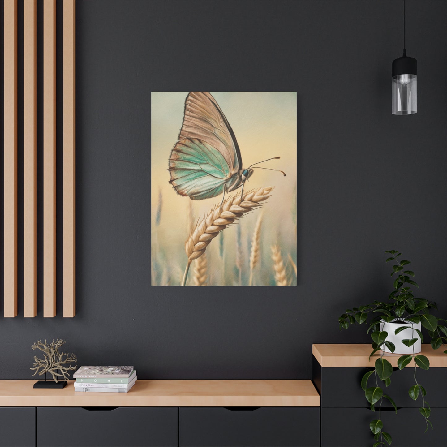 Butterfly on Wheat Crop Painting Wall Art & Canvas Prints