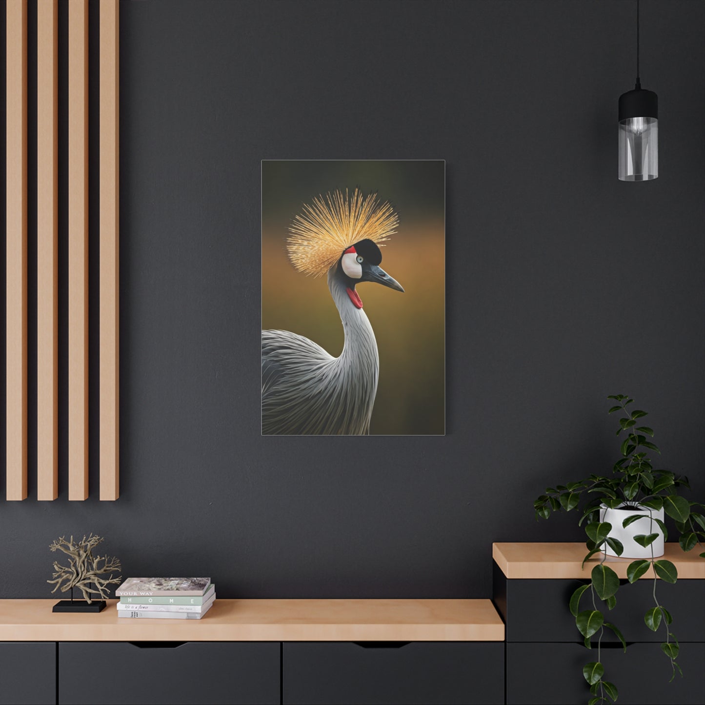 Regal Crowned Crane Portrait Wall Art & Canvas Prints