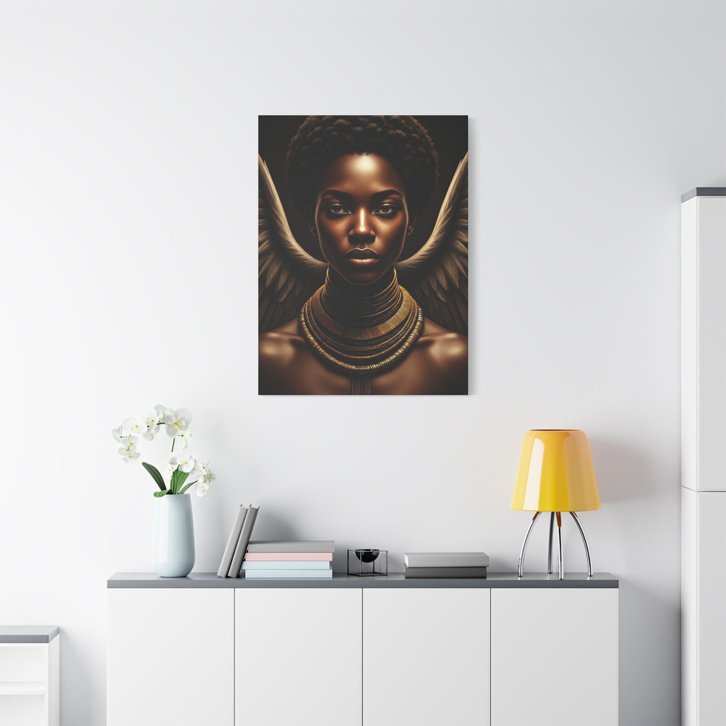 Celestial Queen with Golden Wings Wall Art & Canvas Prints