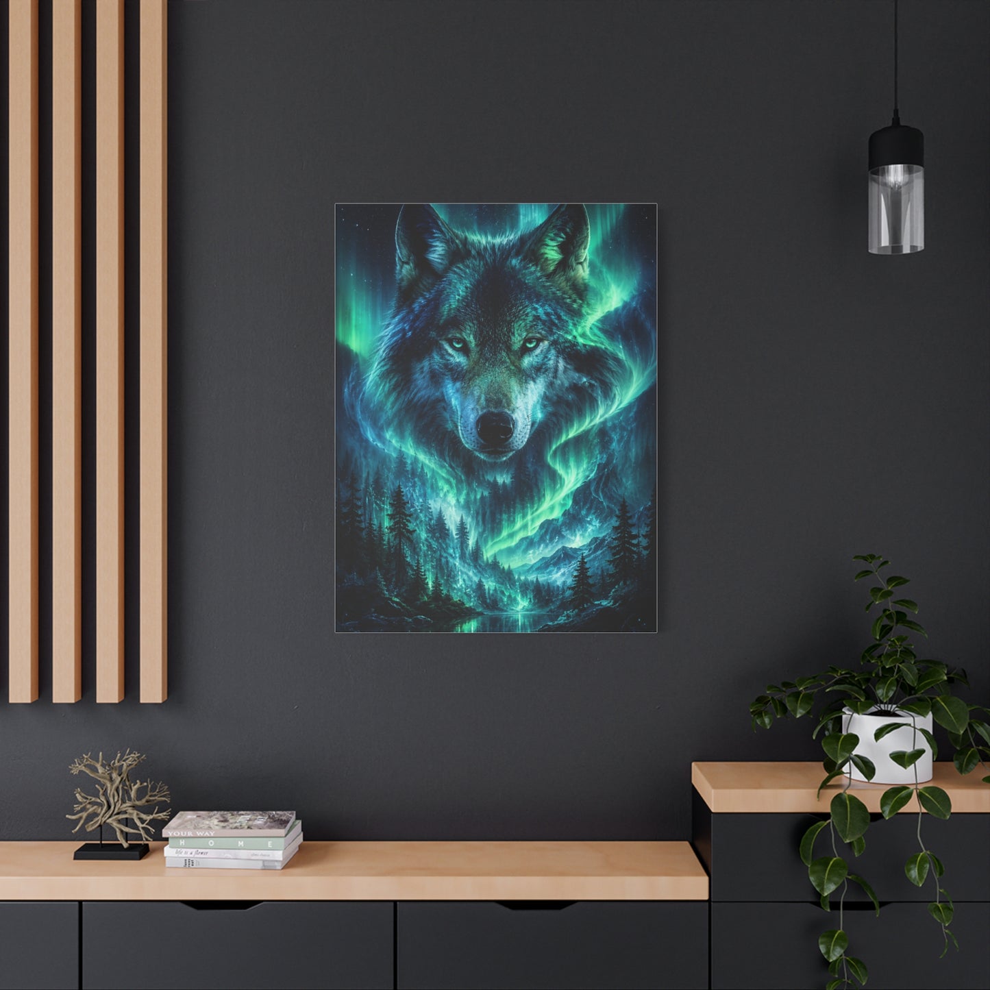 Aurora Spirit Wolf Cosmic Landscape Wall Art & Canvas Print