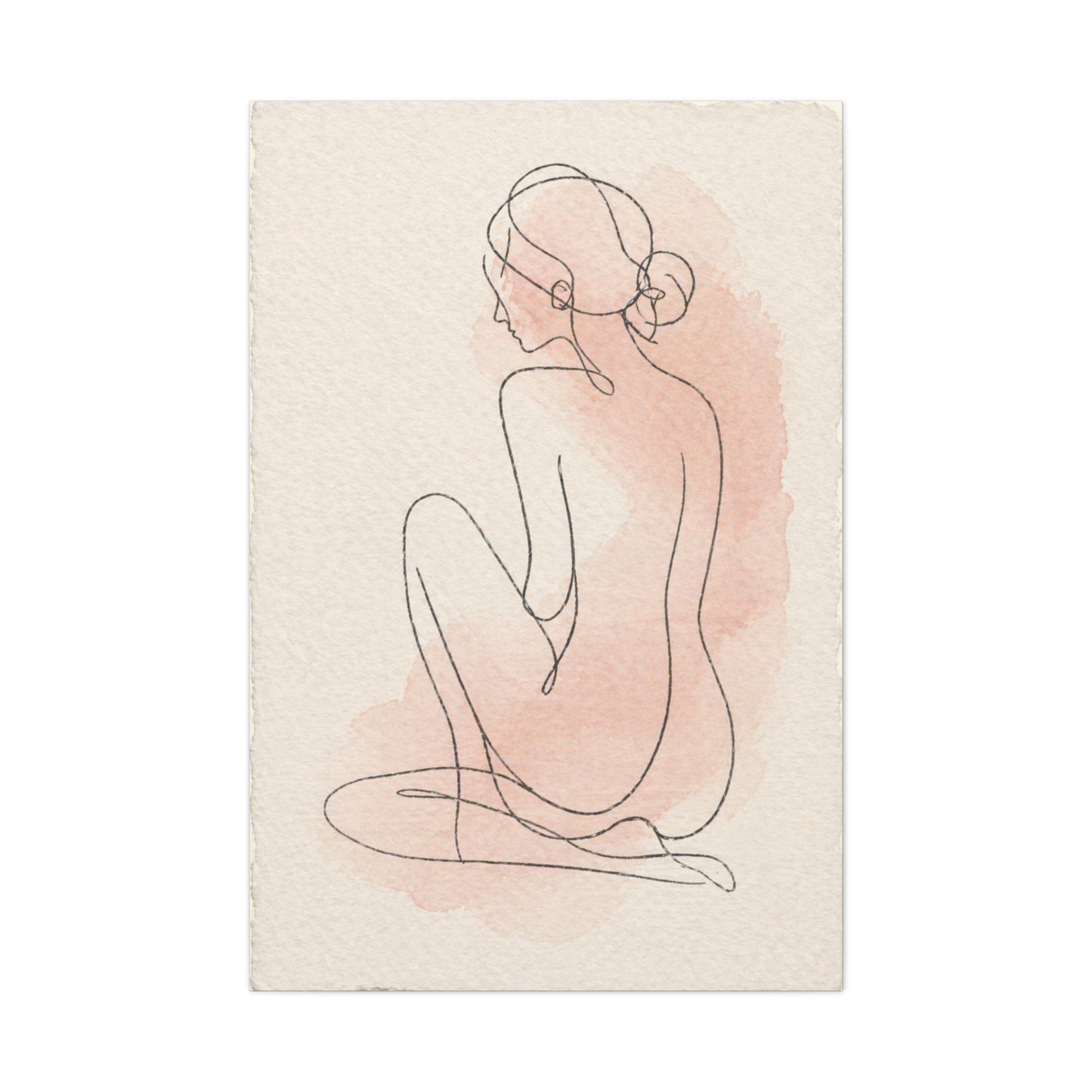 Minimal Blush Line Figure Wall Art & Canvas Print
