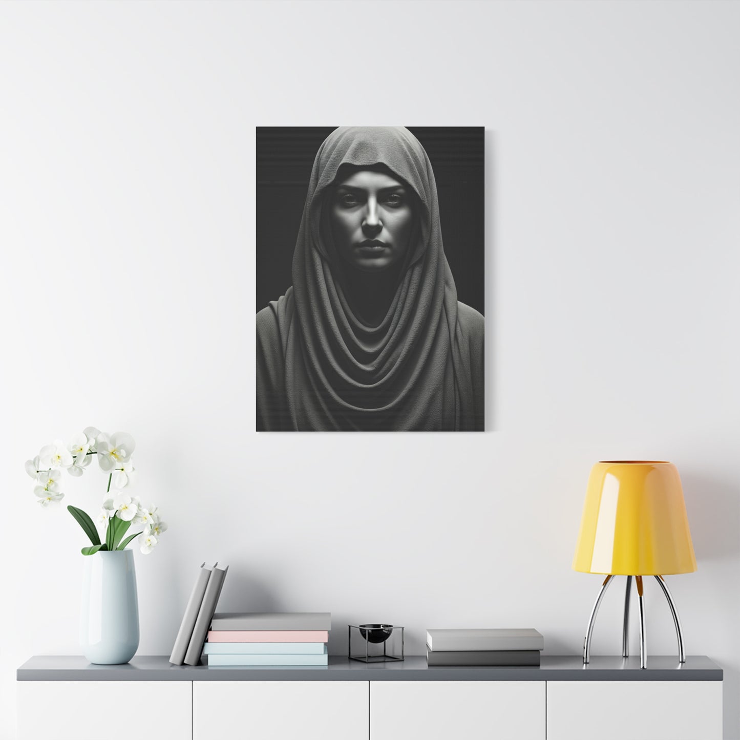 Veiled Serenity Black & White Portrait Wall Art & Canvas Prints