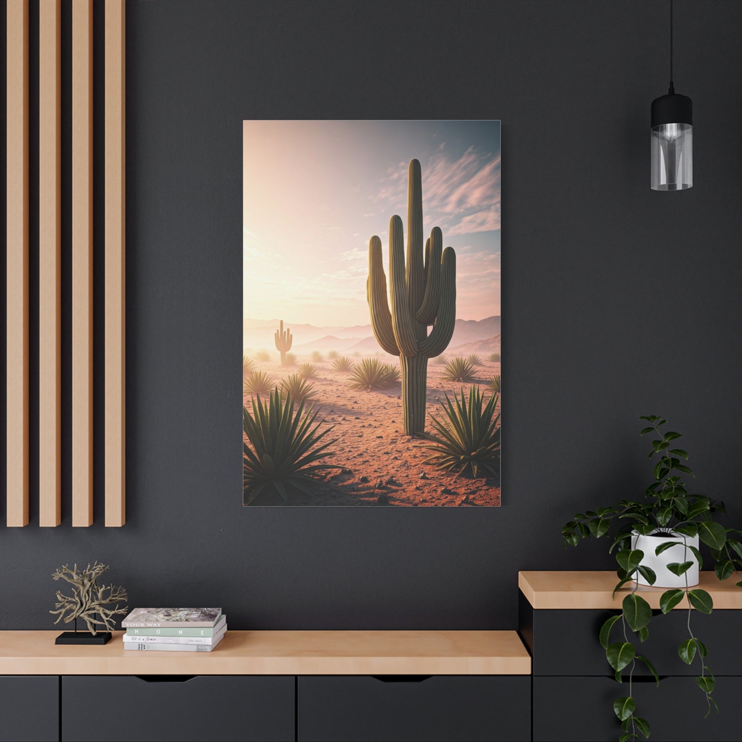 Desert Saguaro at Pastel Sunrise Wall Art & Canvas Prints