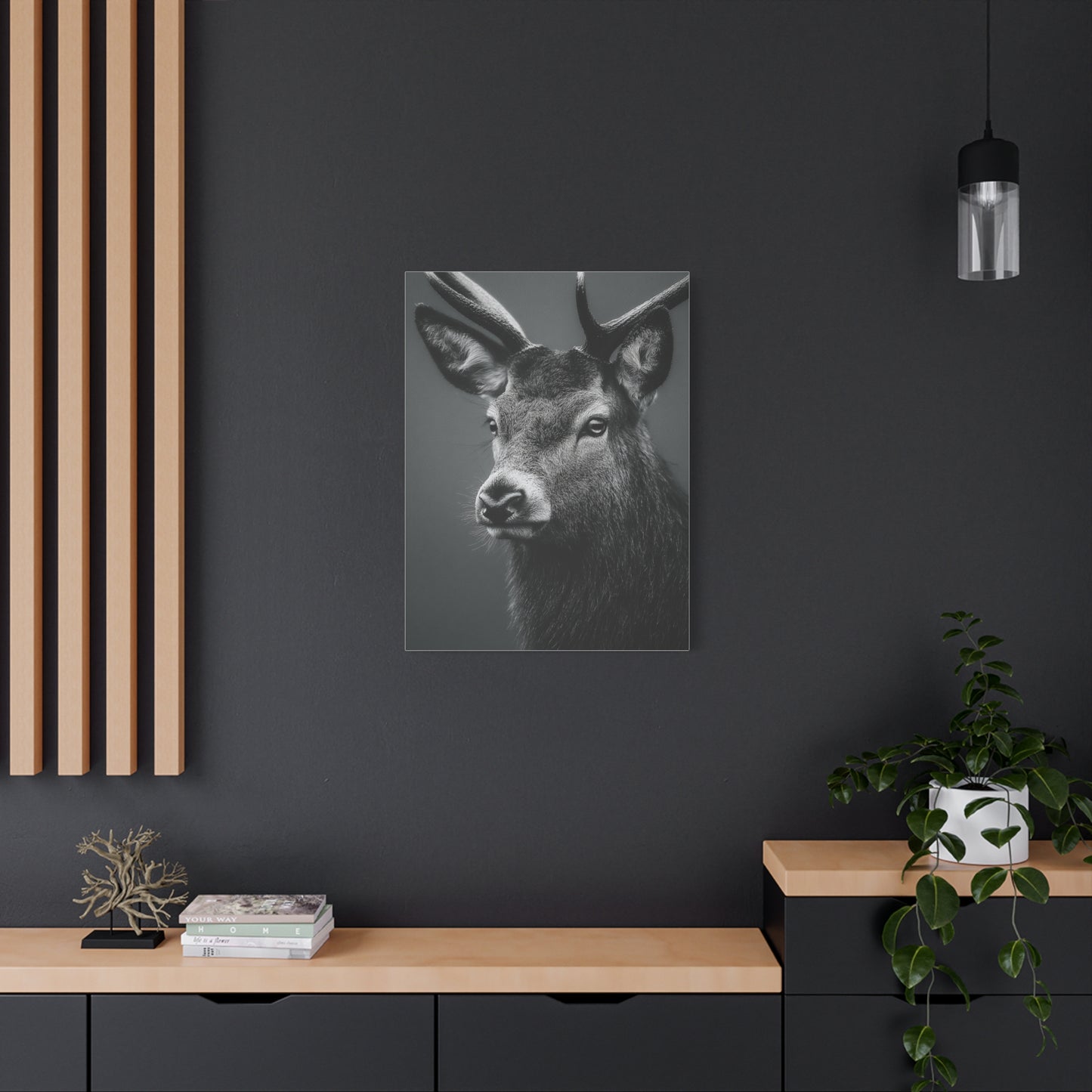 Highland Stag Moonlight Profile Wall Art & Canvas Print