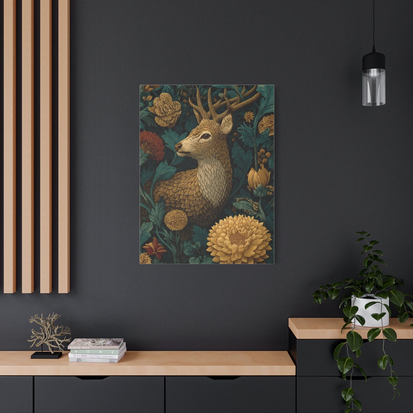 Art Deco Black and Gold Stag Wall Art & Canvas Print