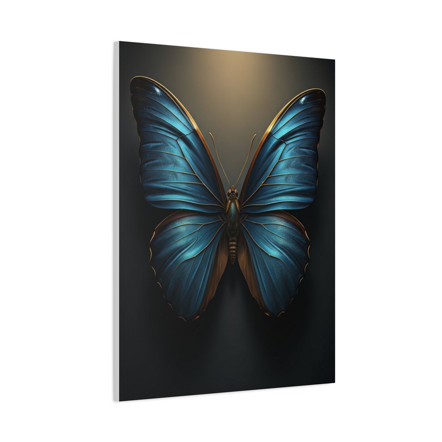 Midnight Blue Butterfly Symmetry Portrait Wall Art & Canvas Prints