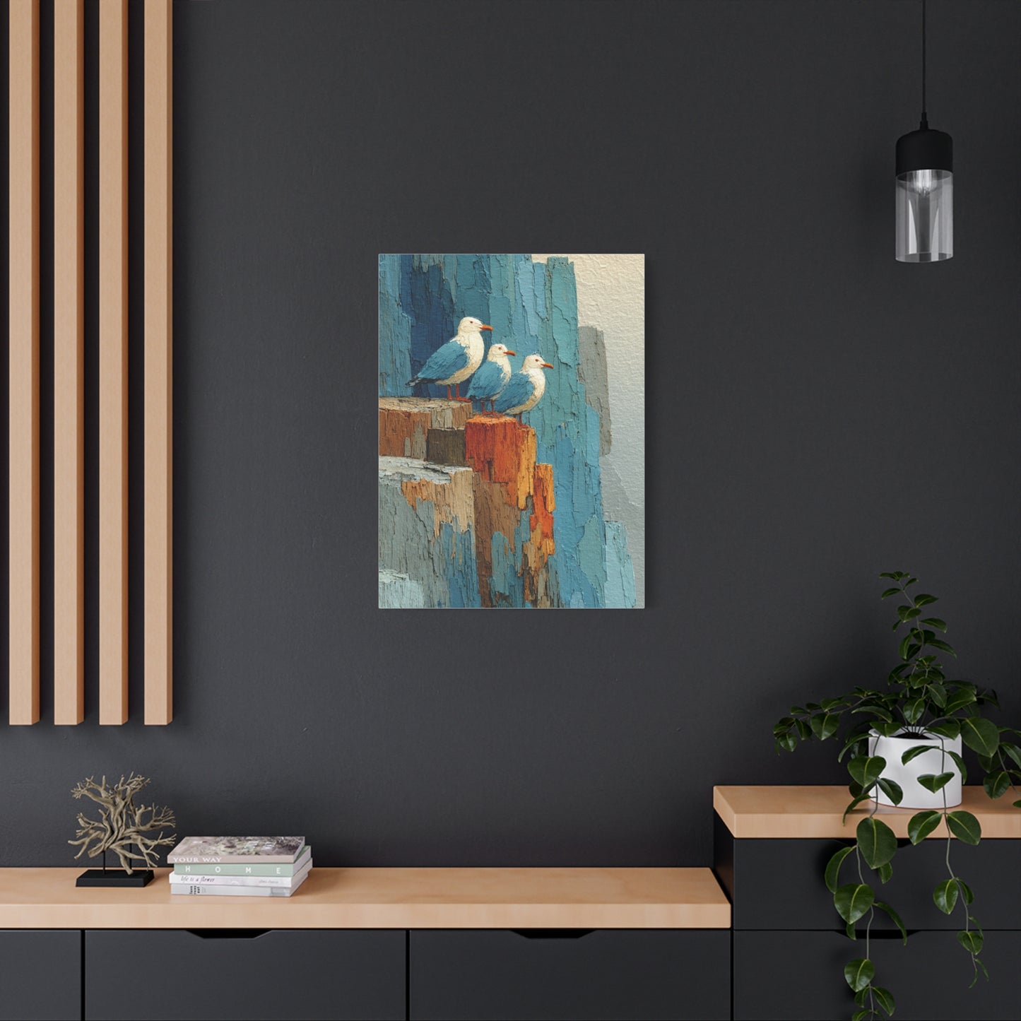 Seagull Trio Driftwood Relief Wall Art & Canvas Print