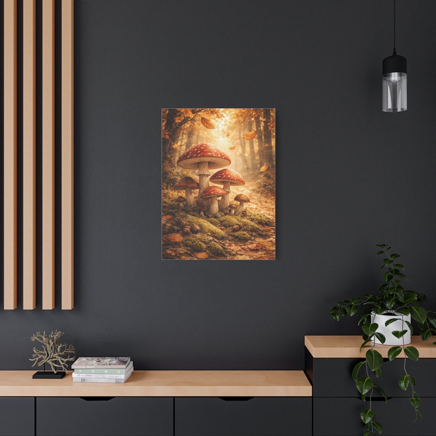 Magical Autumn Amanita Mushroom Forest Wall Art & Canvas Print