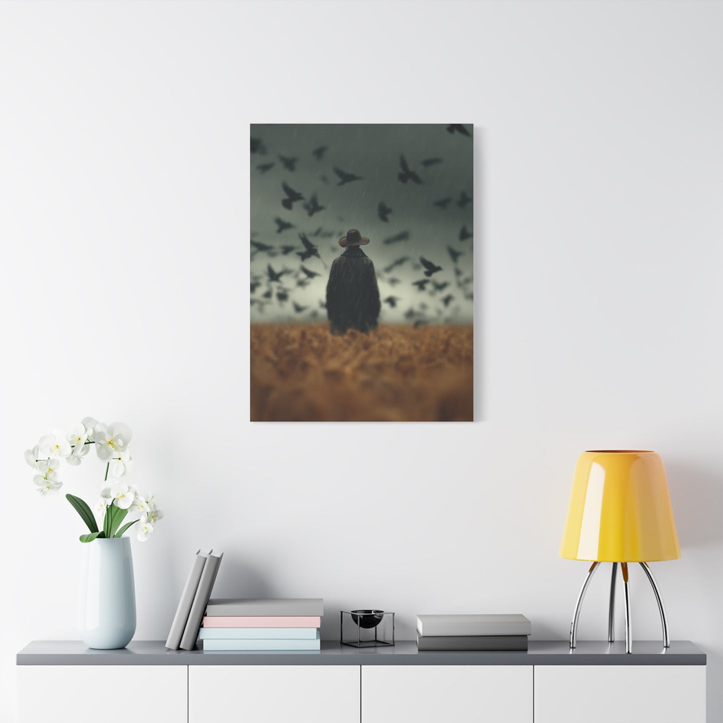 Scarecrow and Crows Autumn Field Wall Art & Canvas Print