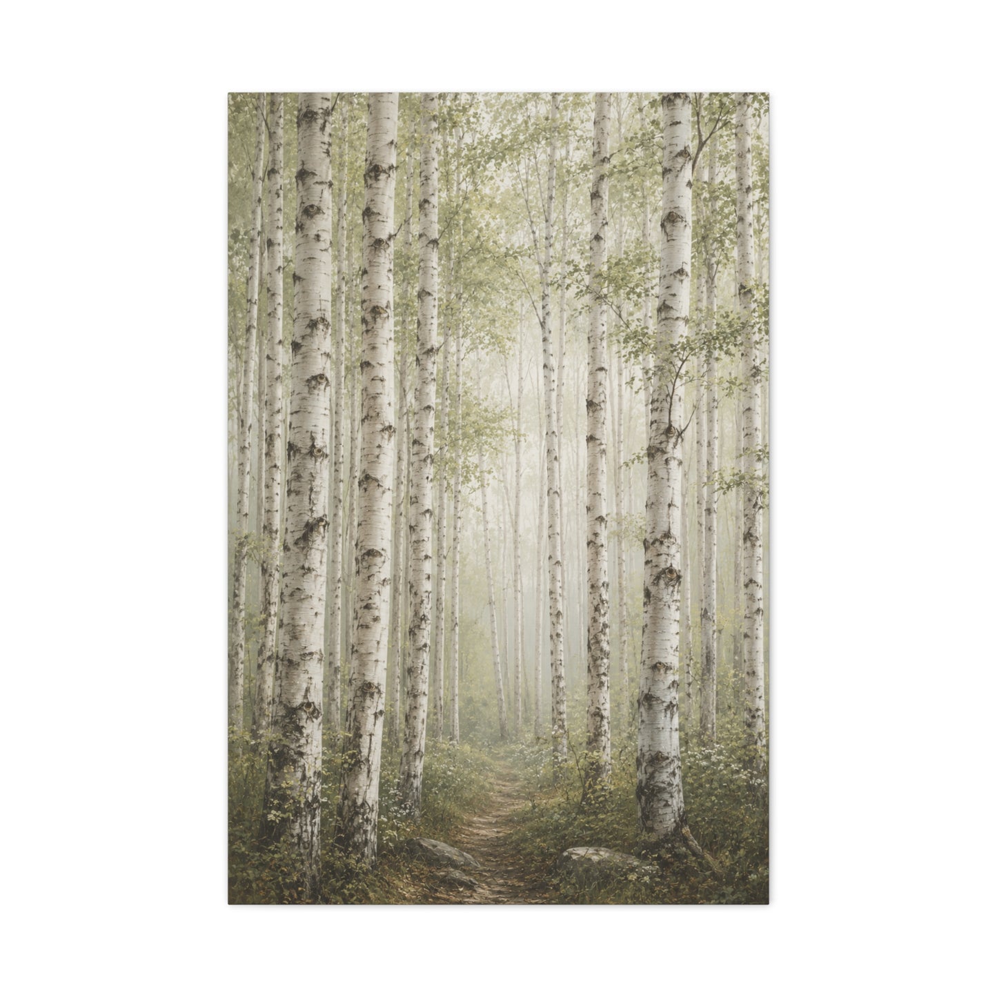 Light Birch Woodland Minimal Landscape Trees Wall Art & Canvas Print